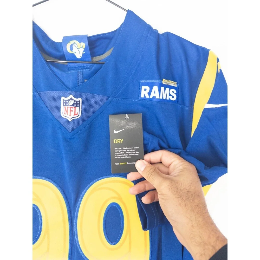 NWT Nike‎ x Rams NFL Jersey #99 Donald M Blue Yellow Short Sleeve On Field